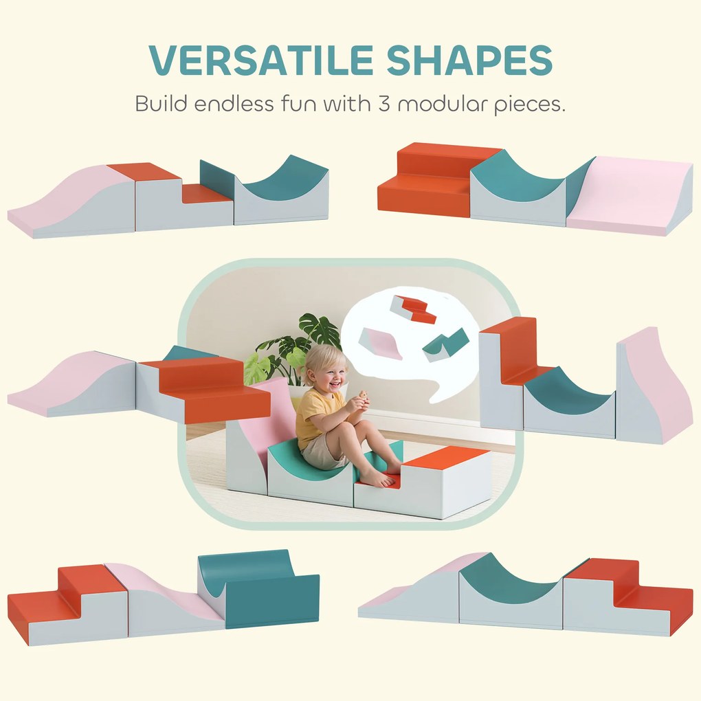 AIYAPLAY 3-częściowy zestaw do wspinania i czołgania dla dzieci, sztuczny nubuk, pianka, jasnoszary