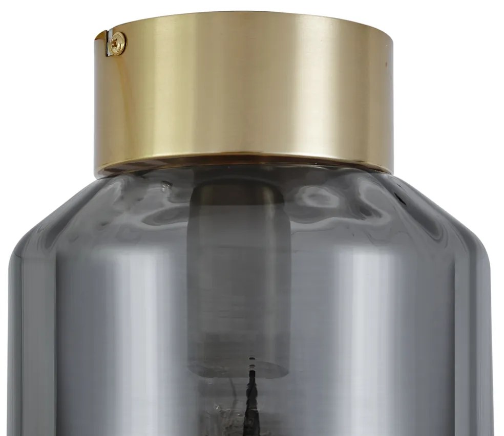 Nowoczesna lampa sufitowa mosiężna z przydymionym szkłem - Stiklo Nowoczesny Oswietlenie wewnetrzne