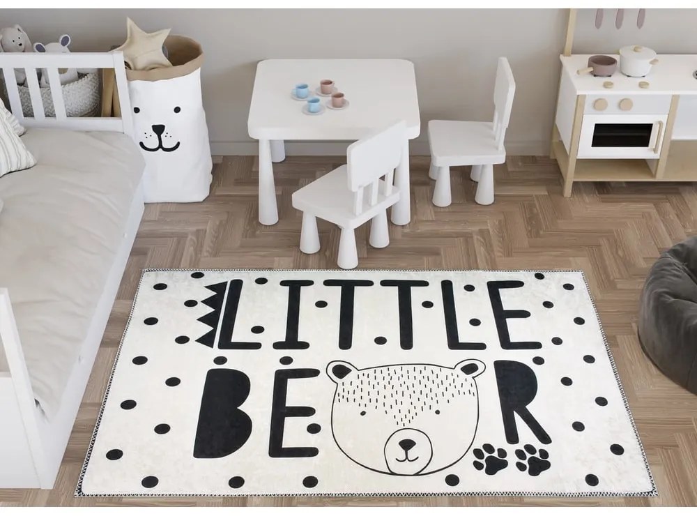 Czarno-biały dywan dziecięcy odpowiedni do prania 120x180 cm Little Bear – Vitaus