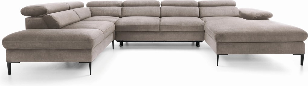Masseno Narożnik MESTO z funkcją spania i pojemnikiem na pościel Narozniki U, Rozkładana sofa - Brązowy, VOGUE 04