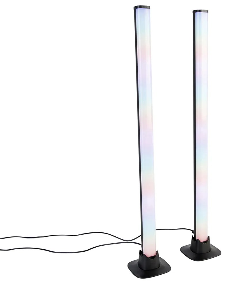 Lampa stołowa czarna z wbudowanym LED-em, pilotem i RGB - Arnold Nowoczesny Oswietlenie wewnetrzne