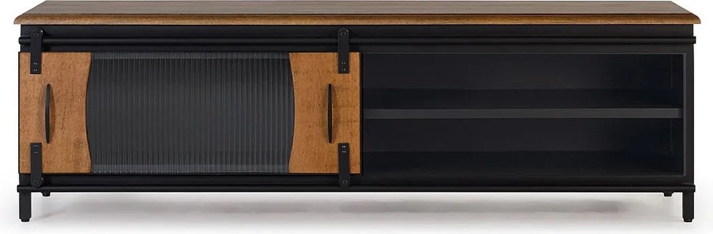 Szafka RTV z drewna manguier i metalu