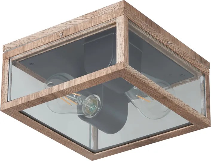 Industrialna lampa sufitowa z nadrukiem drewna IP44 2-źródła światła - Charlois