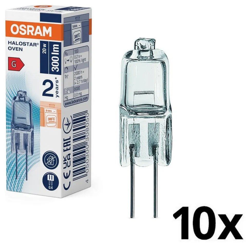 Zestaw 10 żarówek do piekarnika HALOSTAR G4/20W/12V 2700K - Osram