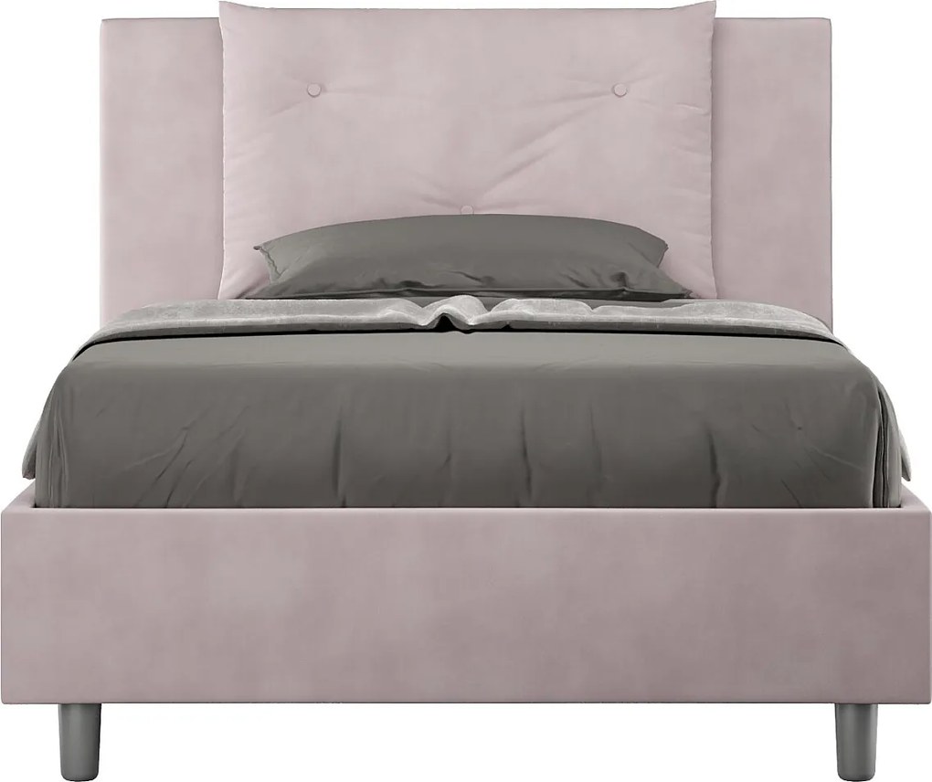 Łóżko wyposażone w stelaż z listwami tapicerowane 120x190 microfibra kolor lawendy Appia