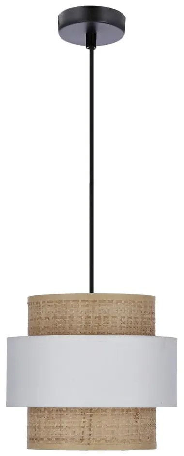 Biało-naturalna lampa wisząca z rattanowym kloszem ø 20 cm Rattan – Candellux Lighting