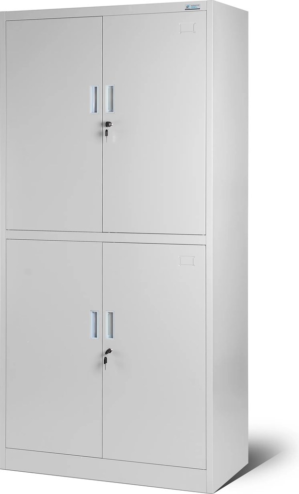 Szafa biurowa metalowa dzielona na akta szara, 900x1850x400 mm: MAGDA