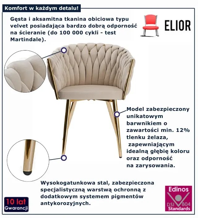 Beżowe nowoczesne krzesło welurowe F4-F21