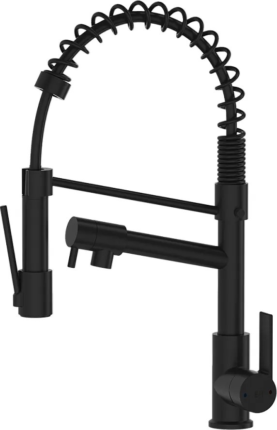 Big Hotto bateria zlewozmywakowa z ruchomą słuchawką prysznicową, czarna - Essebagno