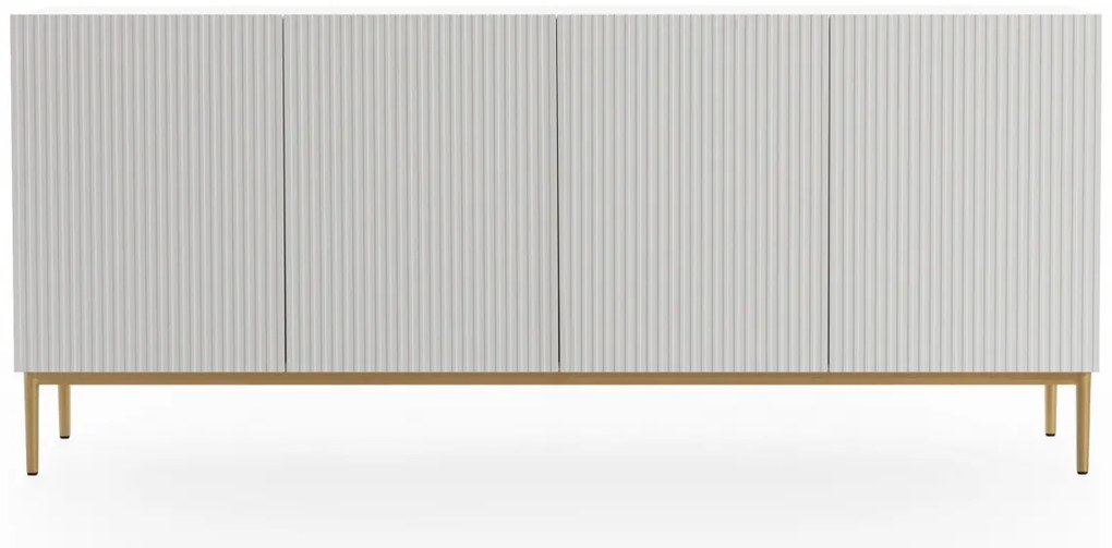 Komoda Nicole 200 cm na metalowych nogach - biały mat / złote nóżki