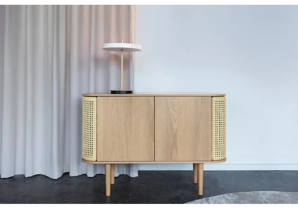 Czarno-biała metalowa lampa stołowa LED ze ściemniaczem i metalowym kloszem (wysokość 41,5 cm) Asteria Table – UMAGE