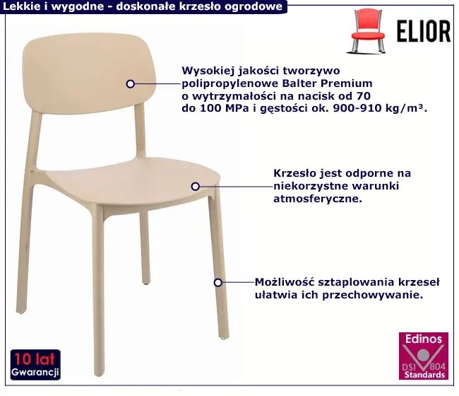 Beżowe Nowoczesne Sztaplowane Krzesło Do Ogrodu 15 Cm Połysk L9-M09