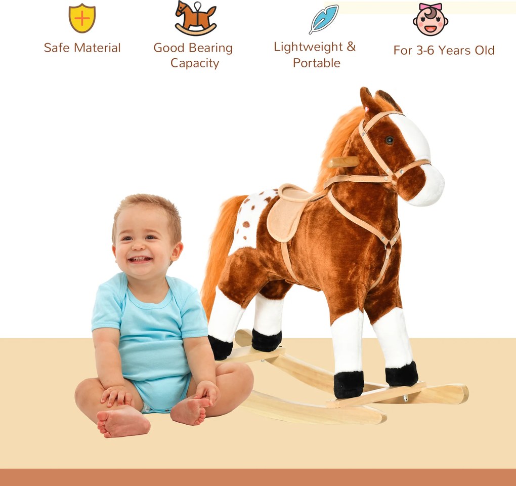 HOMCOM konik na biegunach dla dzieci konik na biegunach bujak rżący różowy