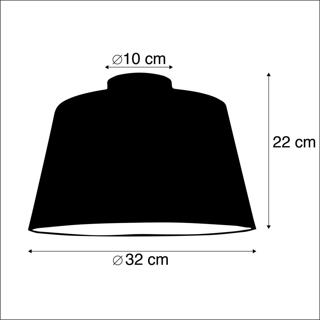 Lampa sufitowa z abażurem z bawełny czarna ze złotem 32 cm - Combi Black klasyczny/Antyczny Oswietlenie wewnetrzne