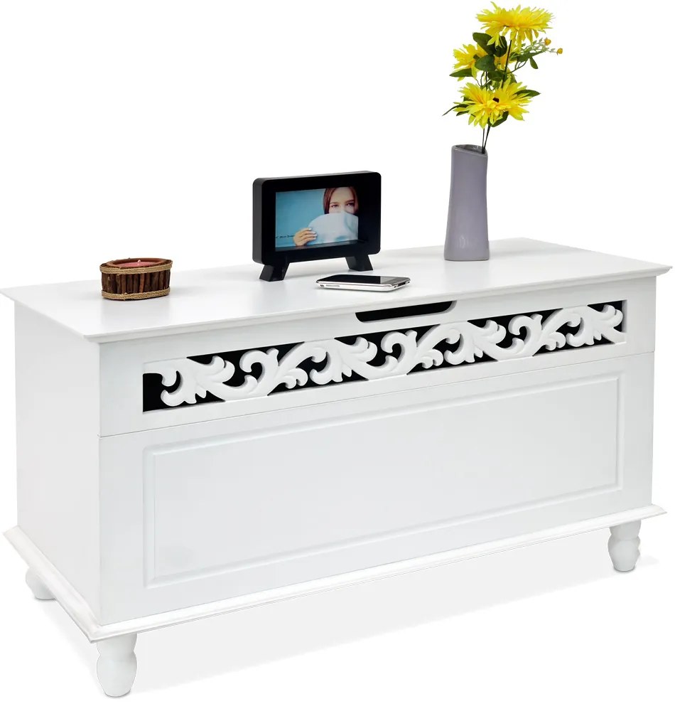 Skrzynia drewniana JERSEY, 80x40x48cm, biała Casaria