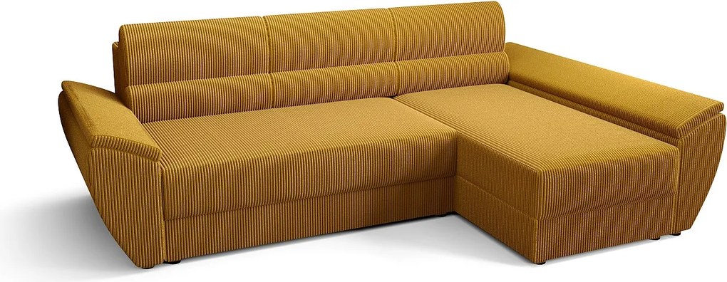 BEDANTE Narożnik L REBI L3 Poso 01 Prawostronny z funkcją spania, odcień piaskowy, kształt L, sofa z pojemnikiem, skrzynia na pościel