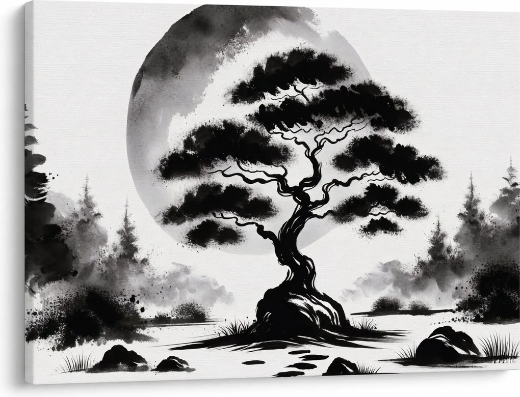 Obraz – Czarno-biały bonsai (70x50 cm)