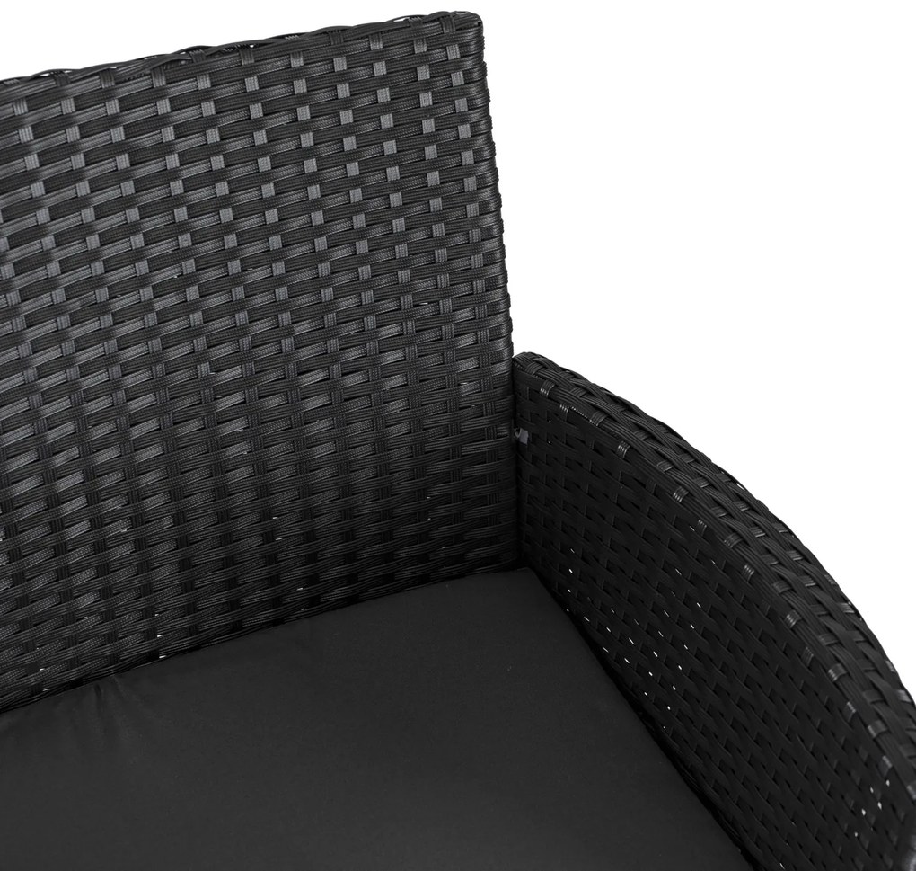 Sofa Ogrodowa Dwuosobowa ze Stolikiem KENT Technorattan Czarna