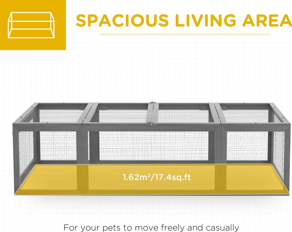 Pawhut Wybieg dla Małych Zwierząt z Otwieranym Dachem Drewno Świerkowe Szary