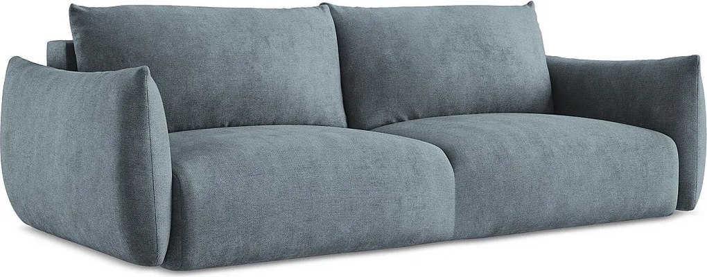 Kanapa 3-osobowa z funkcją spania - z tkaniny szenilowej - jeans - LEILA