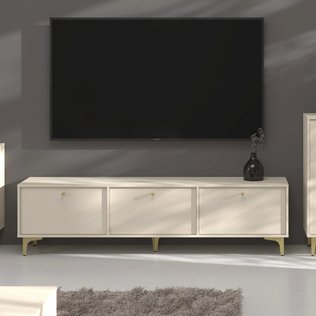 Szafka RTV stojąca TORINO 180 cm do Salonu pod Telewizor - Odcienie beżu