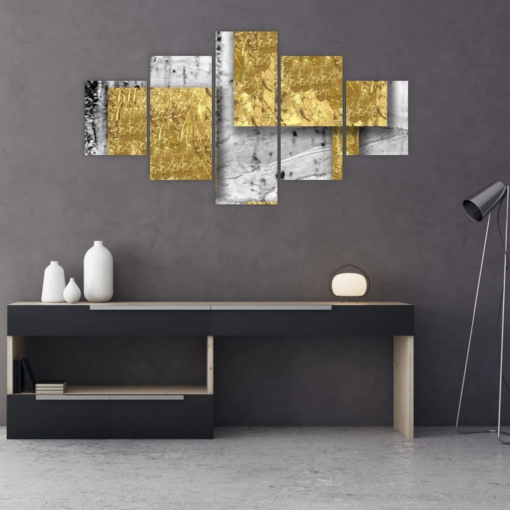 Obraz - Złote kwadraty N⁰3 (125x70 cm)
