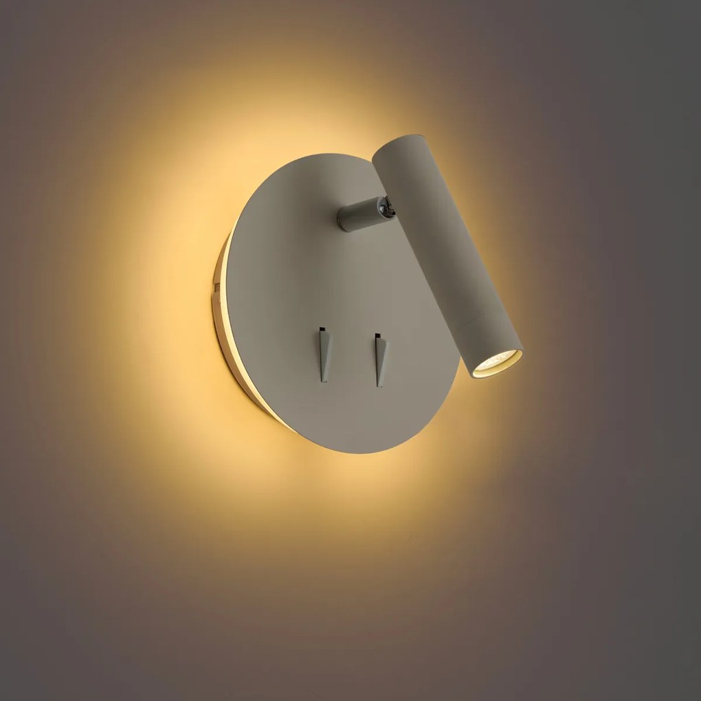 Nowoczesna lampa ścienna beżowa z diodą LED i USB-C - Croft