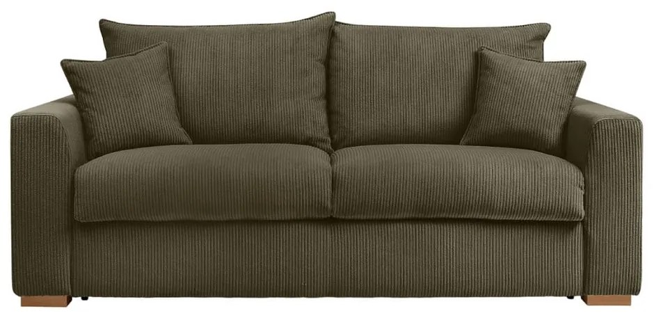 Zielonobrązowa sztruksowa rozkładana sofa 225 cm Augustin – Bobochic Paris