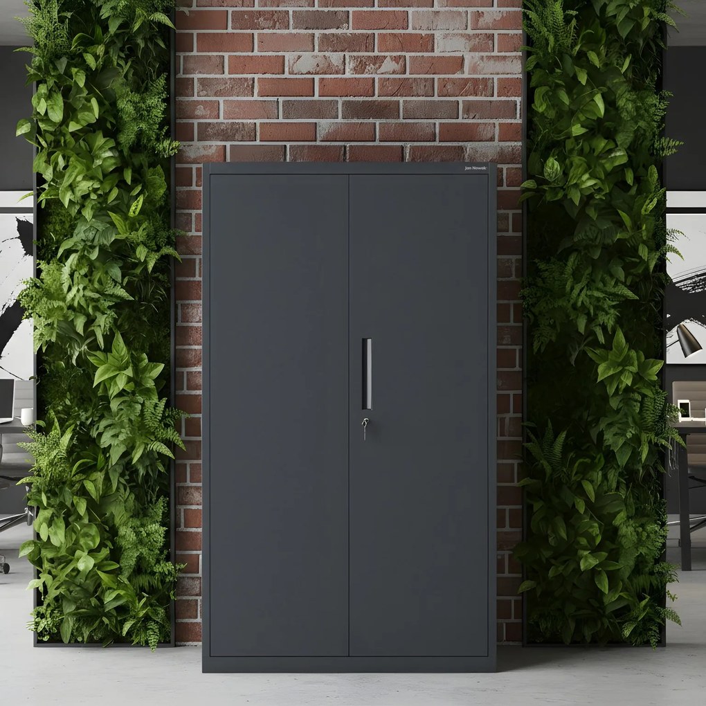 Szafa modułowa metalowa wielofunkcyjna na cokole antracytowa MEGAN 1600 x 900 x 400 mm