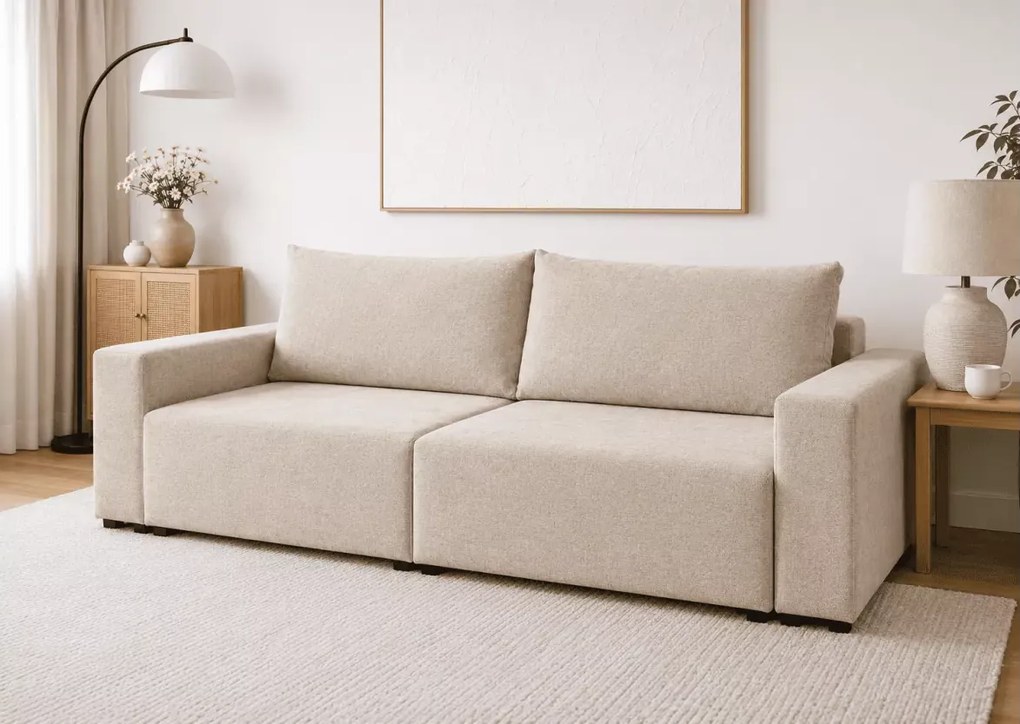 Sofa Cancun nowoczesna z funkcją spania i pojemnikiem