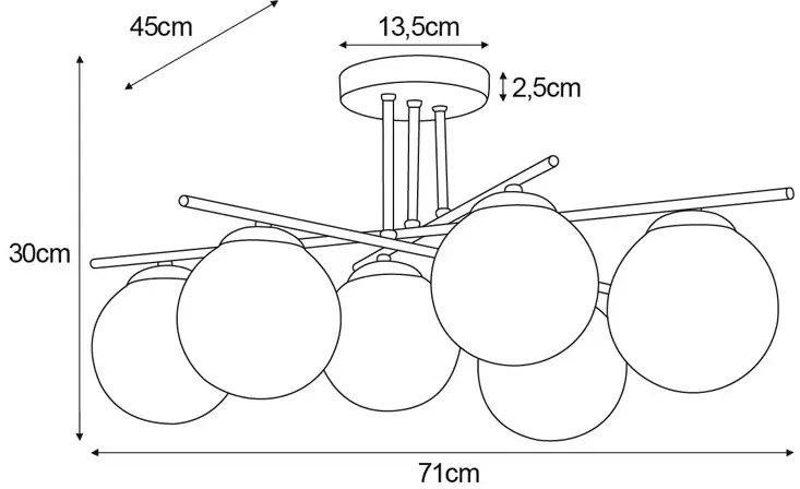 Złoto-biała sześciopunktowa lampa sufitowa glamour B1-T12