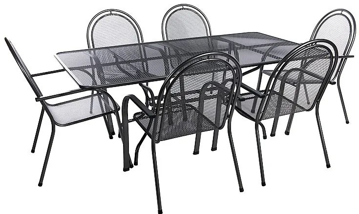 Metalowy zestaw ogrodowy CORINA III. 1 + 6 Stół prostokątny 190x105 cm (CT0310)