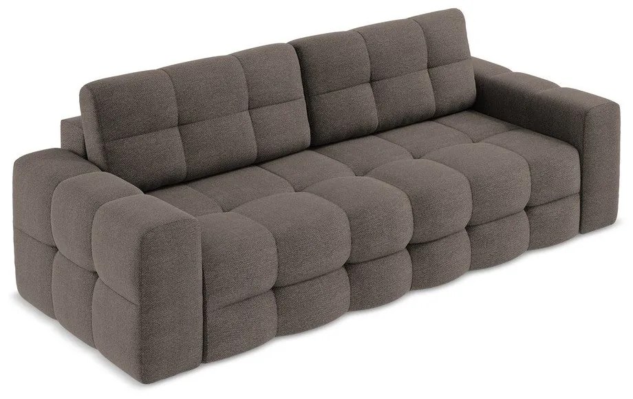 Brązowa rozkładana sofa z materiału bouclé 255 cm Milu – Makamii