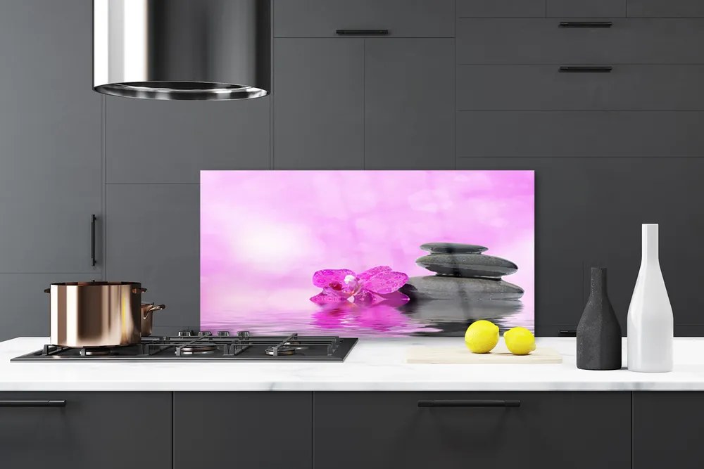 Panel nad blat kuchenny Różowy Kwiat W Stylu Artystycznym