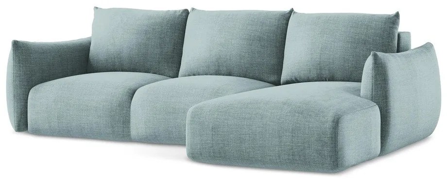 Niebieski rozkładany narożnik (prawostronny/z szezlongiem) Leila – Makamii