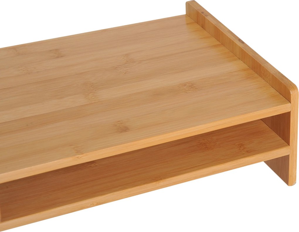 HOMCOM Podstawka Pod Monitor Stojak z Szufladami Drewniane Naturalne L49xB25,5xH11,5cm | Aosom PL