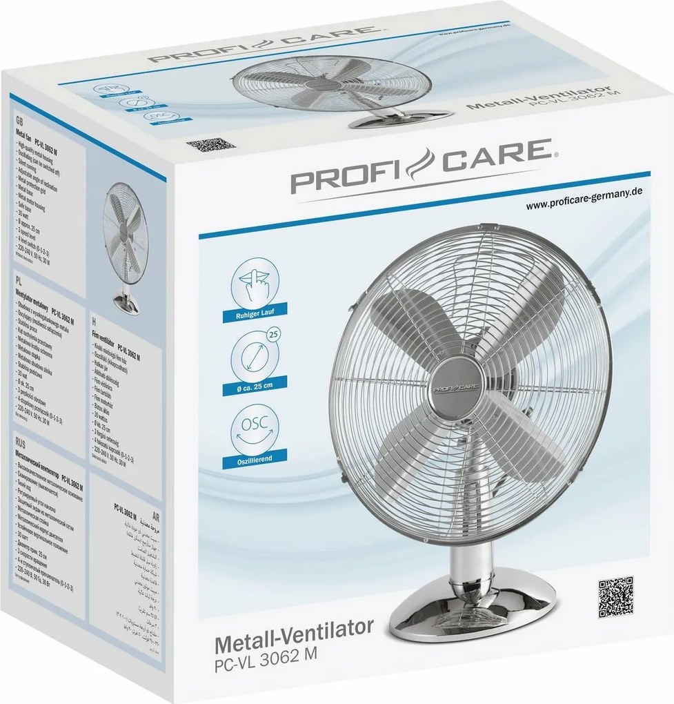 ProfiCare VL 3062 metalowy wentylator stołowy, 25 cm
