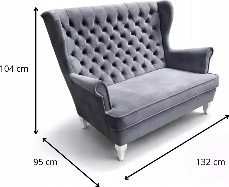 Designerska sofa uszak 2 osobowa głęboko pikowana