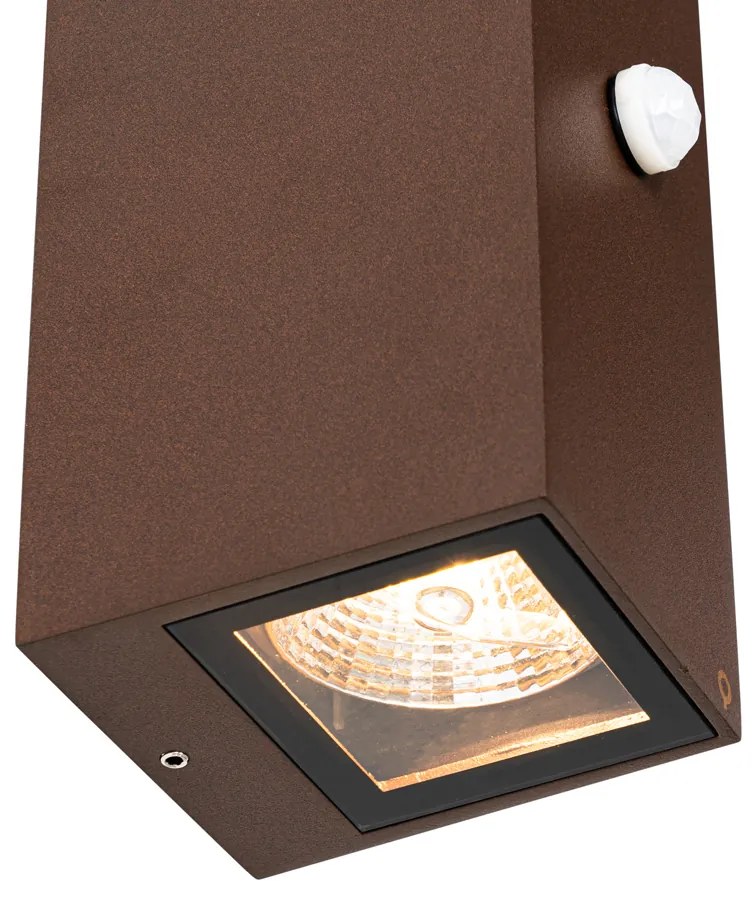 Zewnetrzna Kinkiet / Lampa scienna rdzawy brąz 2-punktowy GU10 AR70 IP44 z czujnikiem ruchu - BalenoPrzemysłowy Oswietlenie zewnetrzne