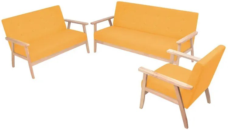 Żółty trzyczęściowy zestaw wypoczynkowy w stylu vintage - Kifi 5X