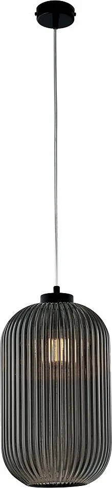 Krizia lampa wisząca z czarnego lakierowanego żelaza, regulowany kabel, klosz z lustrzanego szarego szkła, 1 światło