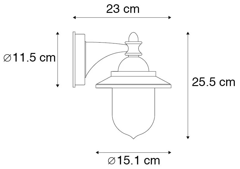 Klasyczna lampa ścienna zewnętrzna czarna IP44 - Oxford