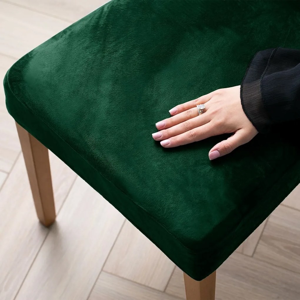 Restilo Pokrowiec na krzesło Sento ciemnozielony, 48 x 48 x 58 + 10 cm, zestaw 4 szt.