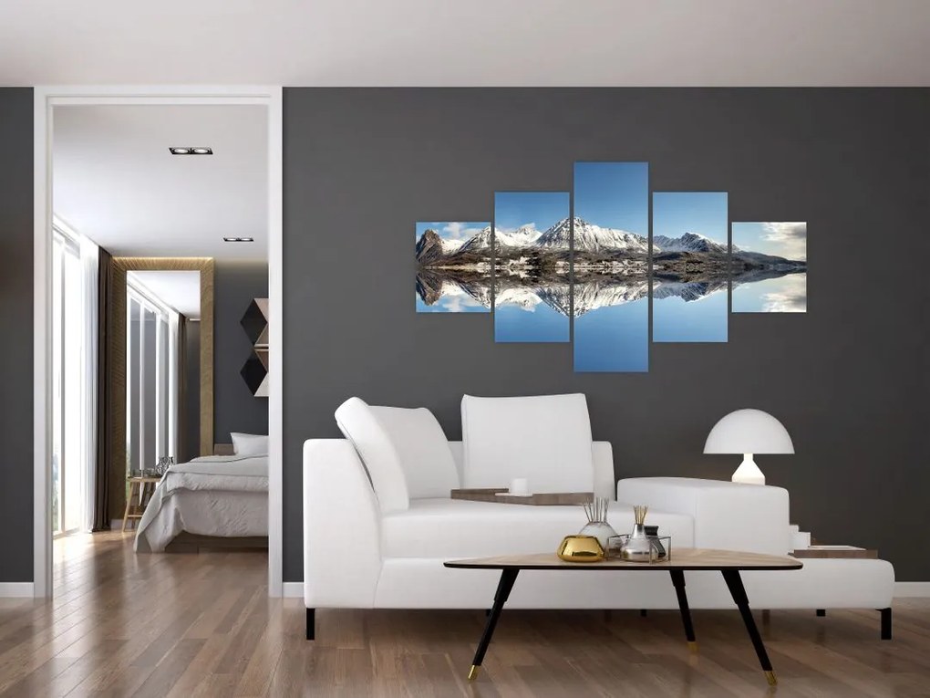 Obraz gór i ich odbicie (125x70 cm)