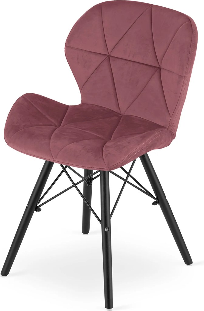 Krzesło LAGO Aksamit - ciemny róż / nogi czarne