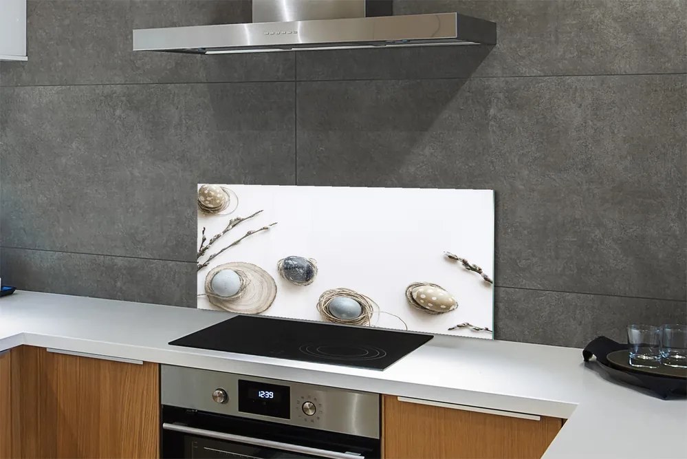 Szkło do Kuchni na Ścianę Wielkanocne Pisanki i Bazie