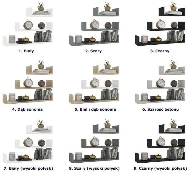 Zestaw Modułowych Półek Ściennych Dąb Sonoma K4-Z72