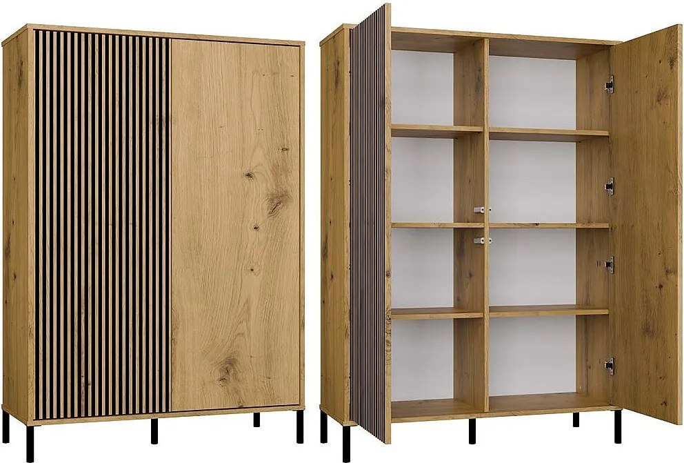 Witryna KAMARO 2DD  Slim| Dąb Artisan | 103,5x40x147,5 cm | Nowoczesna Szafka