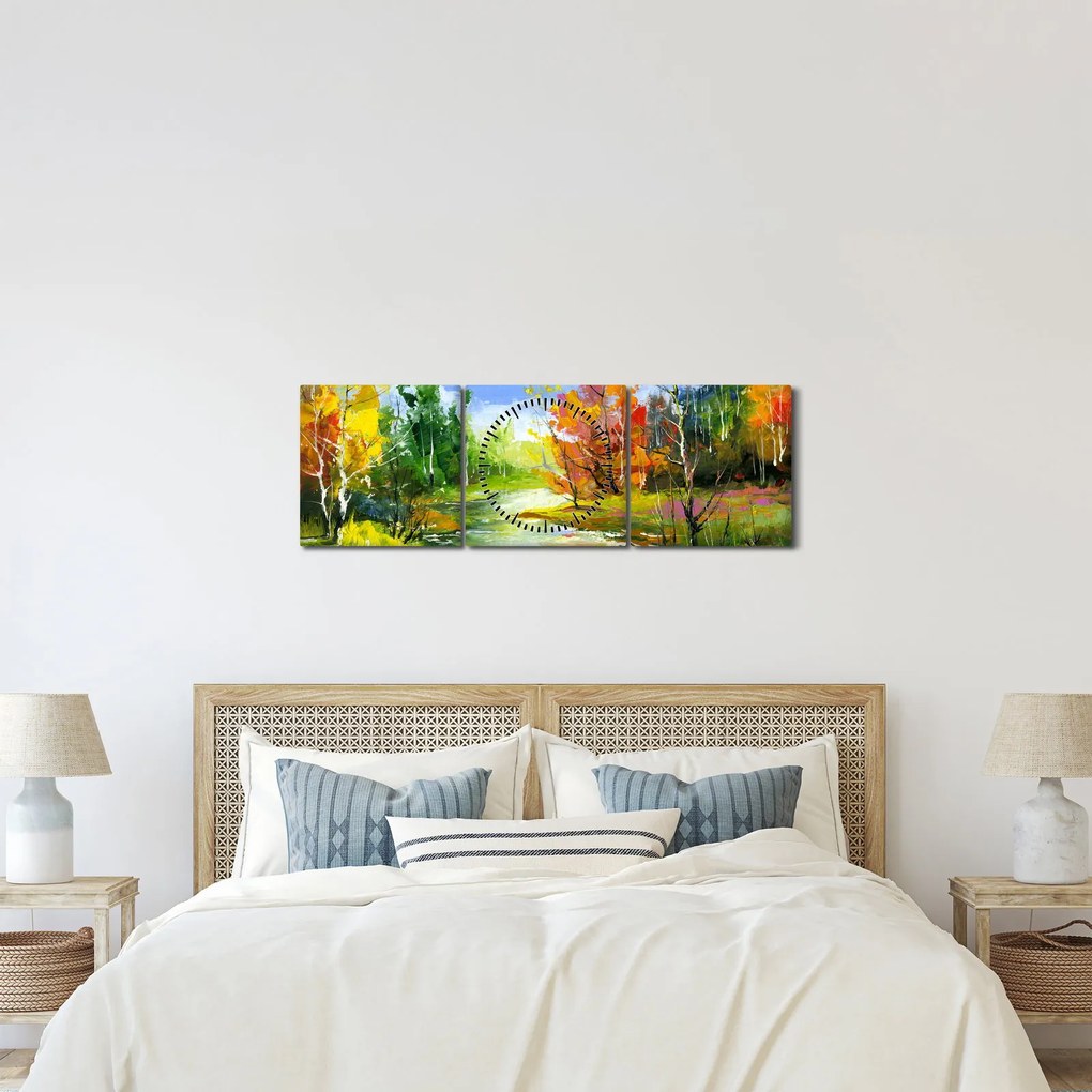 Obraz - Obraz krajobrazu (z zegarem) (90x30 cm)