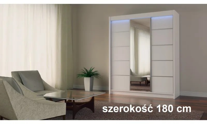 Duża szafa przesuwna Marys 240 cm z lustrem nowoczesna